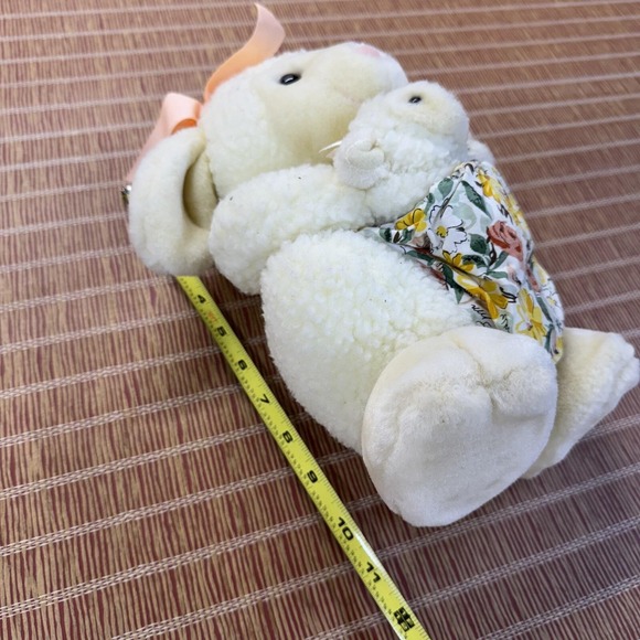 Vtg Chosun Lamb Plush Stuffed Animal Mom & Baby Floral Pouch Sheep‎ Pretend Play - Picture 8 of 8